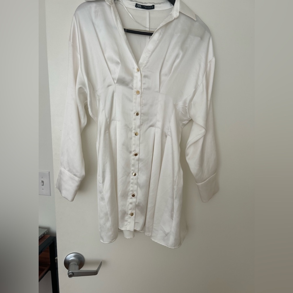 White Zara silk dress